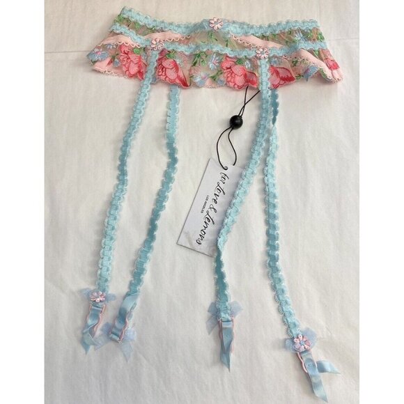 For Love & Lemons sz XXS Garter Belt Swaying Rose Floral Embroidered Coquette - Picture 3 of 10